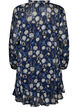 Jurk met patroon, ruches en lange mouwen, Blauw, Packshot image number 1