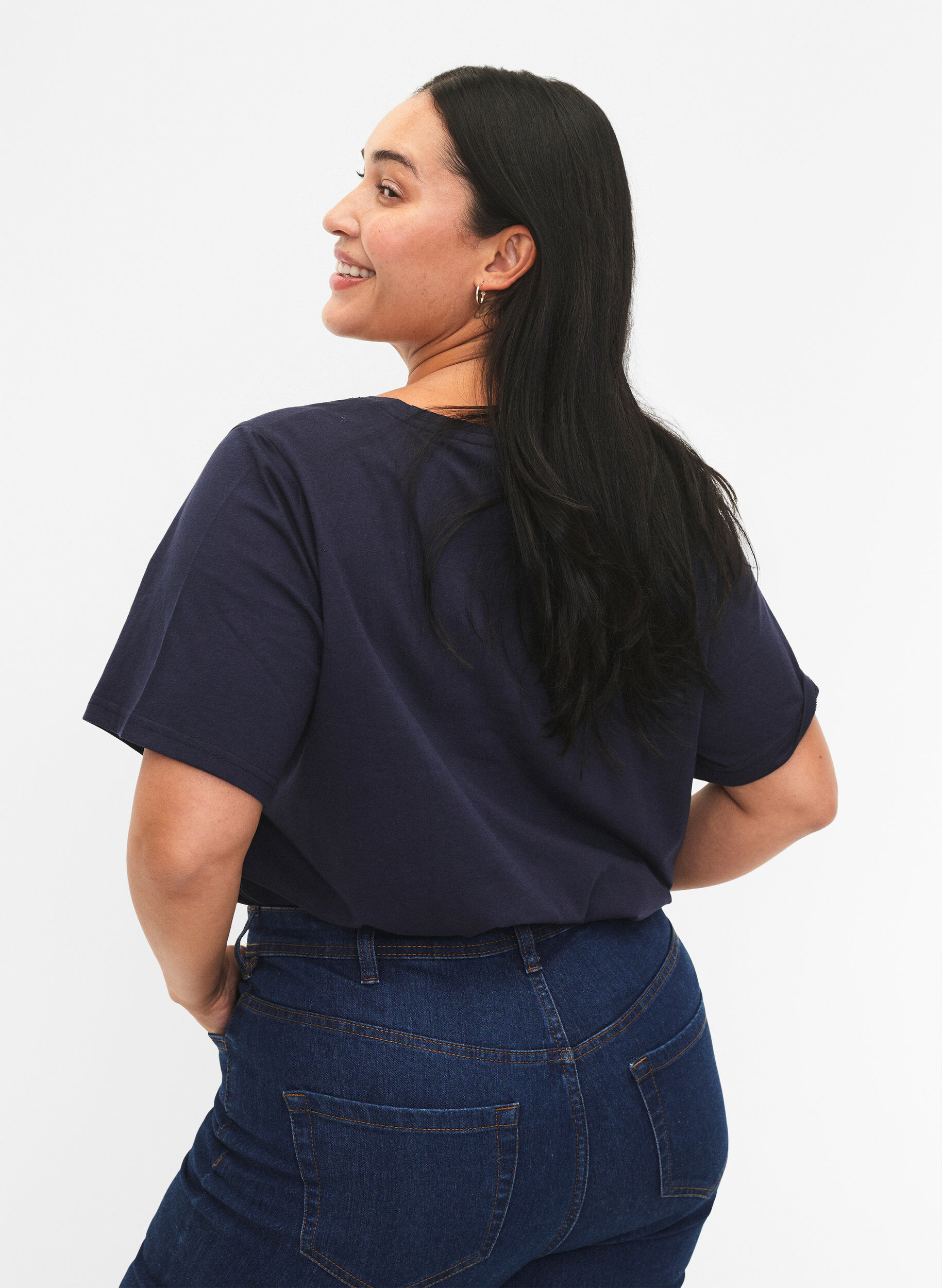 Zizzi FLASH - T-shirt met motief, Navy Blazer, Model image number 1