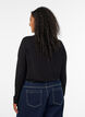 Blouse met hoge hals in viscose jersey, Zwart, Model image number 2
