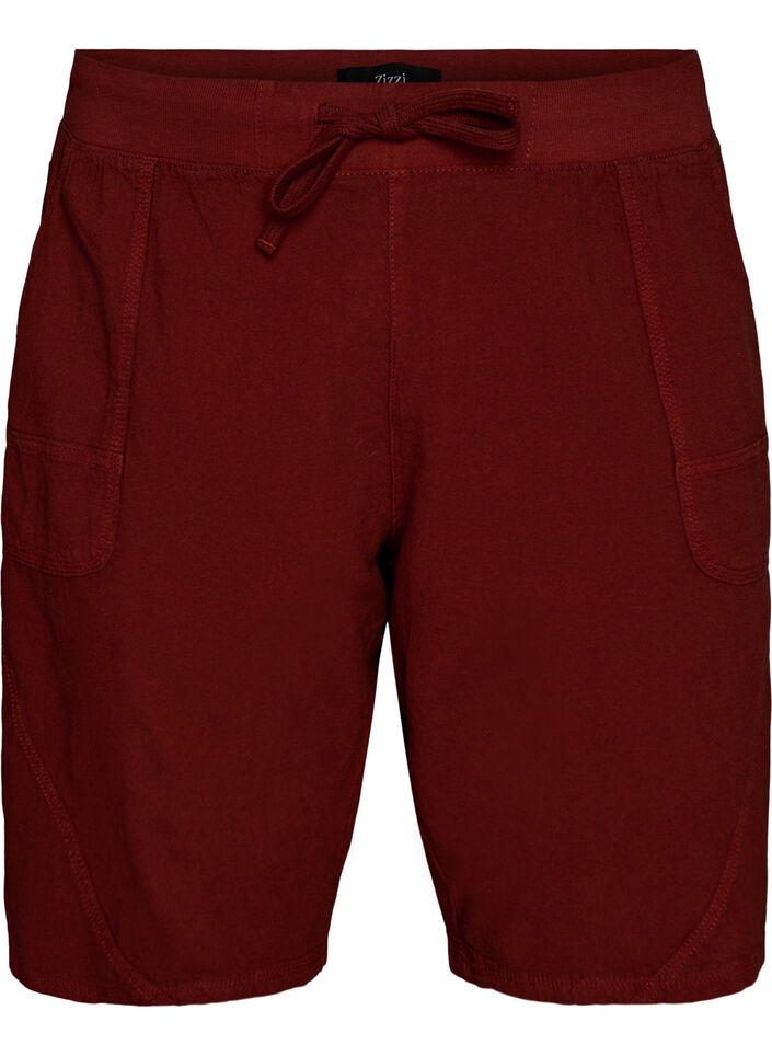 Losse katoenen short met zakken, Rood, Packshot image number 0
