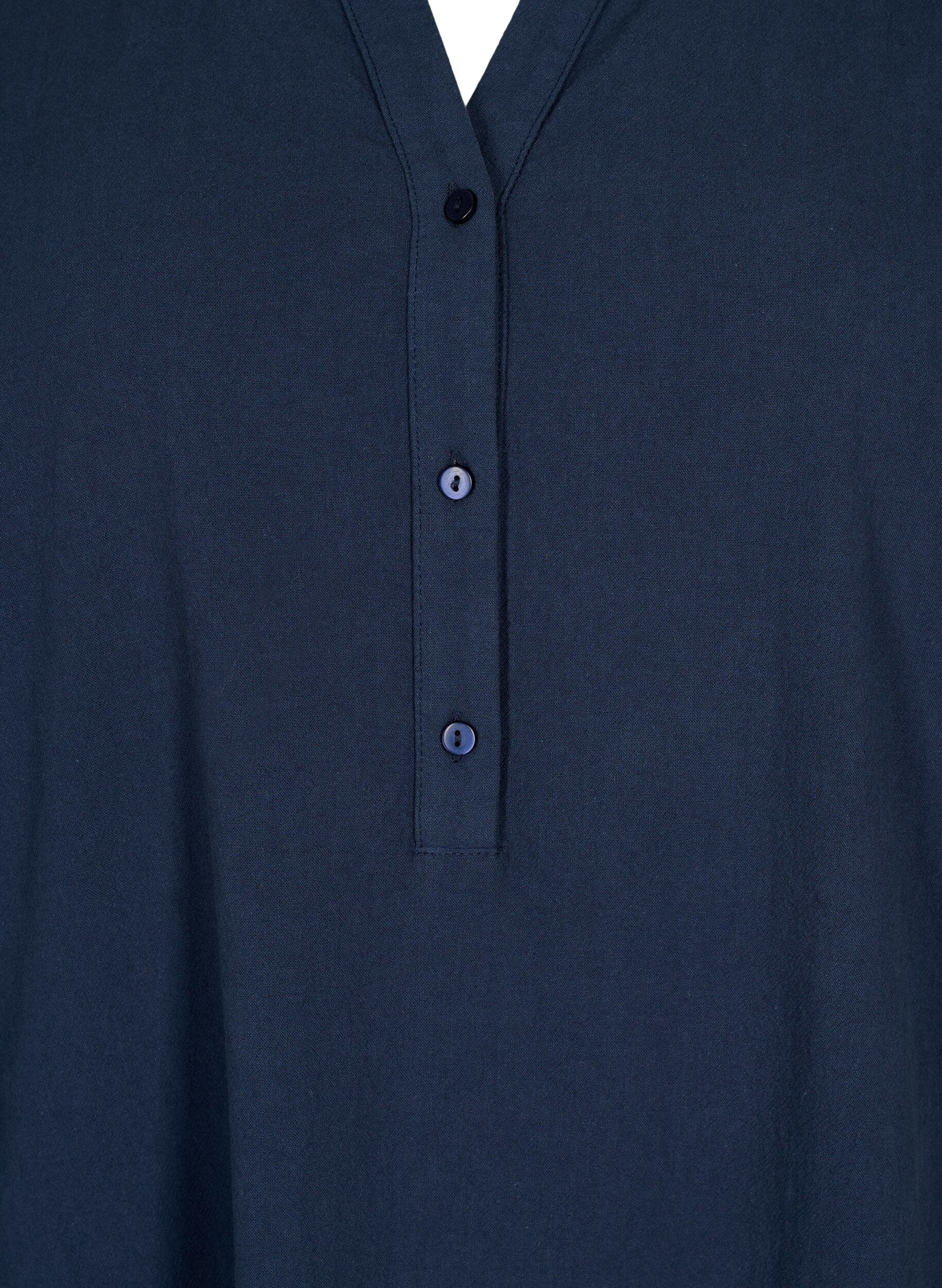 Zizzi FLASH - Midi jurk met korte mouwen in katoen, Navy Blazer, Packshot image number 2