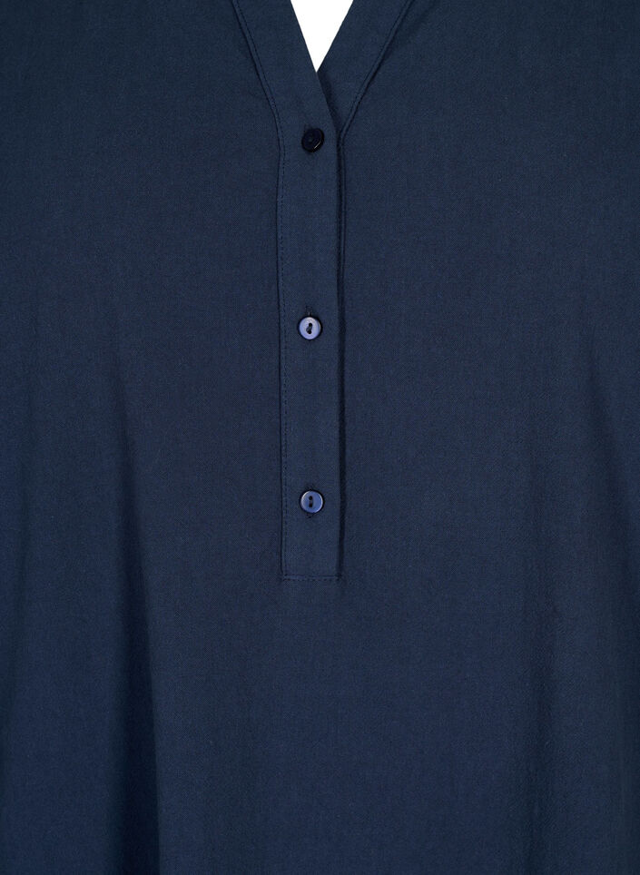 FLASH - Midi jurk met korte mouwen in katoen, Navy Blazer, Packshot image number 2