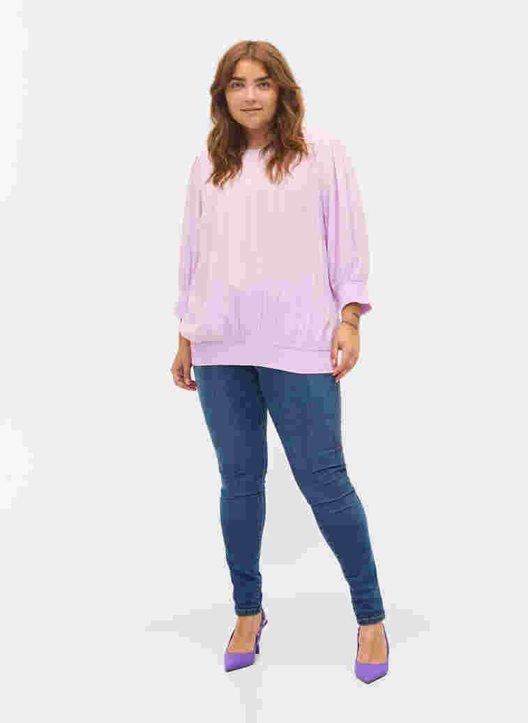 Effen viscose blouse met balloneffect, Orchid Bloom, Model image number 2