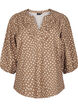 Katoenen blouse met 3/4 mouwen en stippen, Coca Mocha Dot , Packshot image number 0