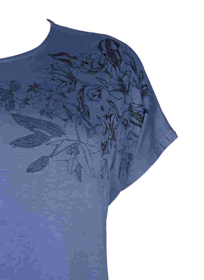 Viscose t-shirt met korte mouwen en bloemenprint, Coastal Fjord Flower, Packshot image number 3
