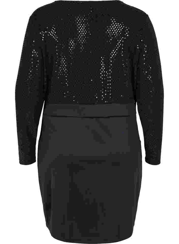 Nauwsluitende jurk met glitterstructuur, Black, Packshot image number 1