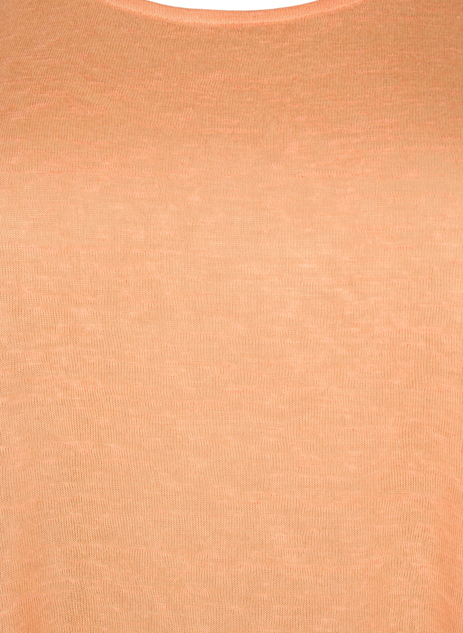 Zizzi Top met structuur en ronde hals, Mock Orange, Packshot image number 2