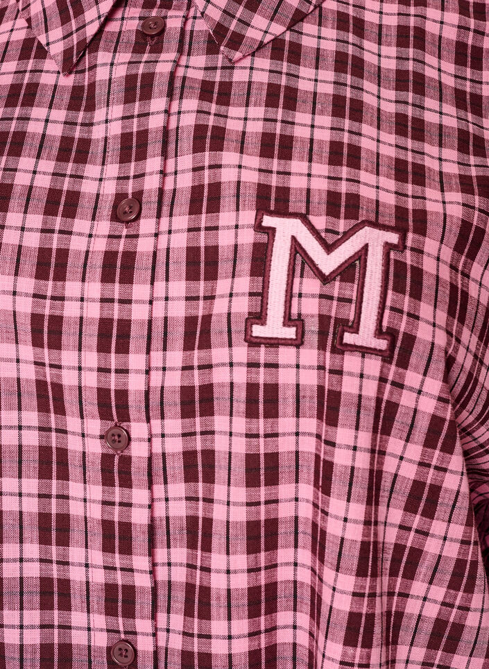 Lange geruite overhemd met 3/4 mouwen, Roze, Packshot image number 2
