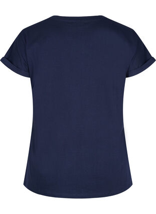 Katoenen t-shirt met borduursel anglaise, Navy Blazer, Packshot image number 1