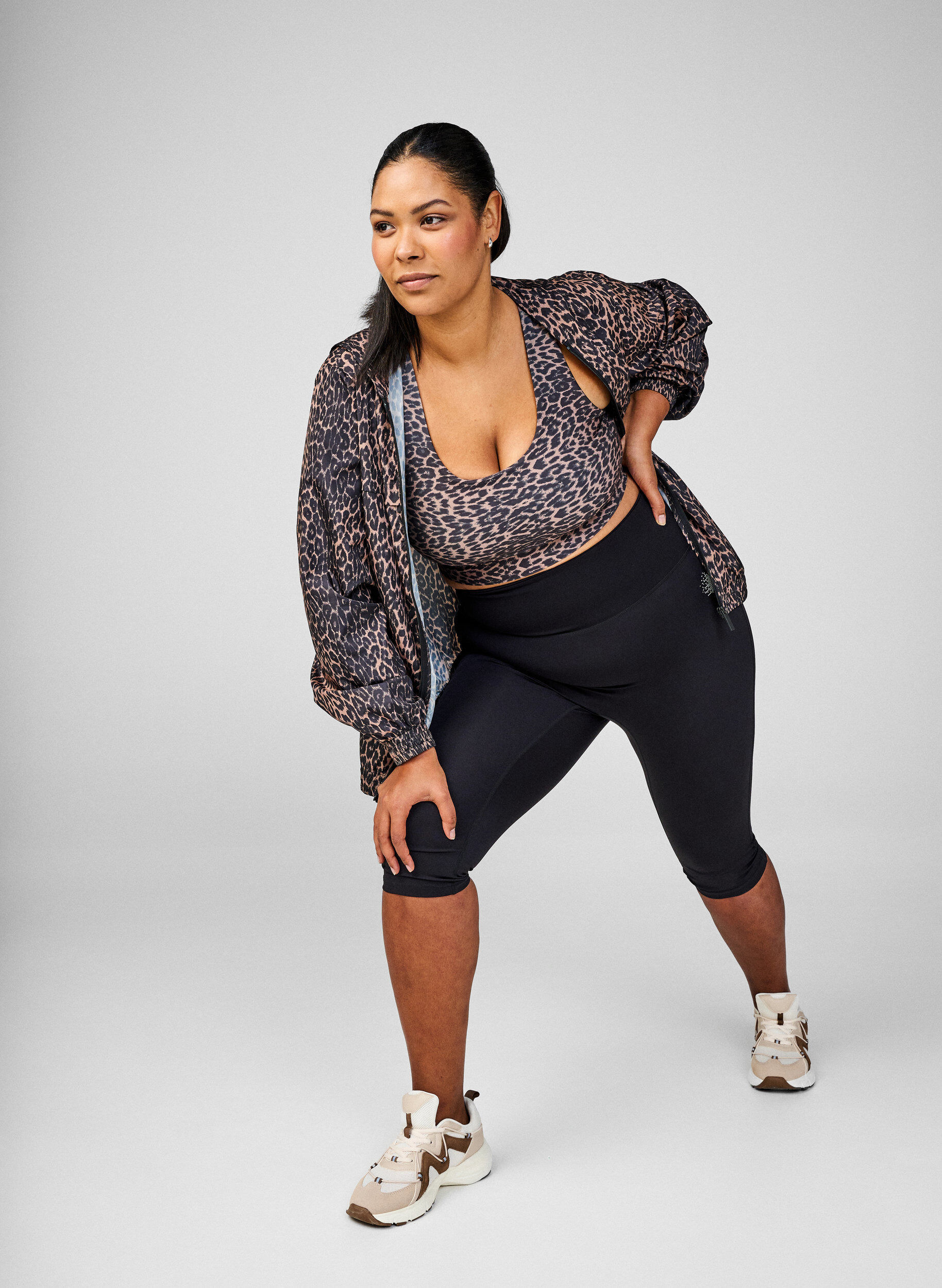 Zizzi CORE, Squat-proof 3/4 workout leggings met zak, Zwart, Image image number 0