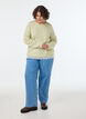 Gebreide blouse met kanten rand aan de zoom, Groen, Model image number 1