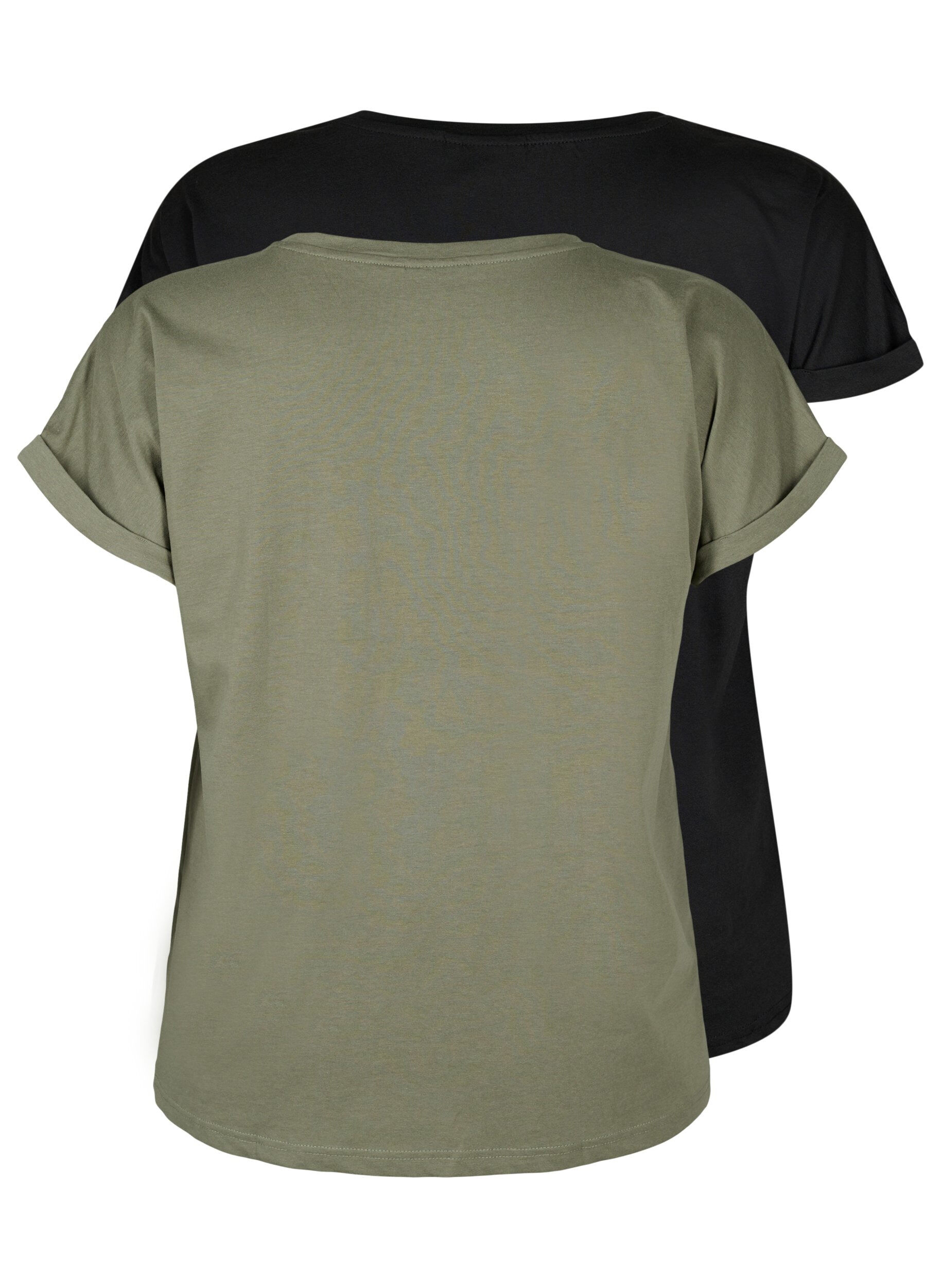 Zizzi 2-pack T-shirts met korte mouwen, Groen, Packshot image number 1