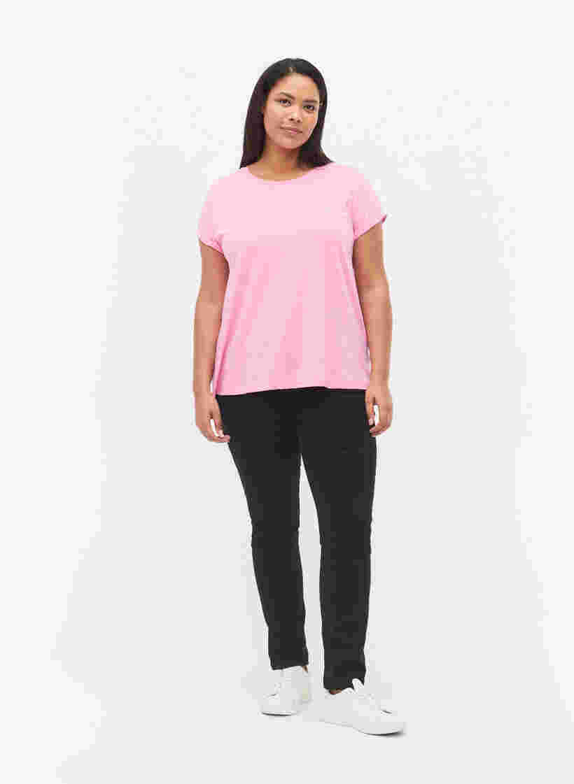 T-shirt met korte mouwen van katoenmix, Rosebloom, Model image number 2