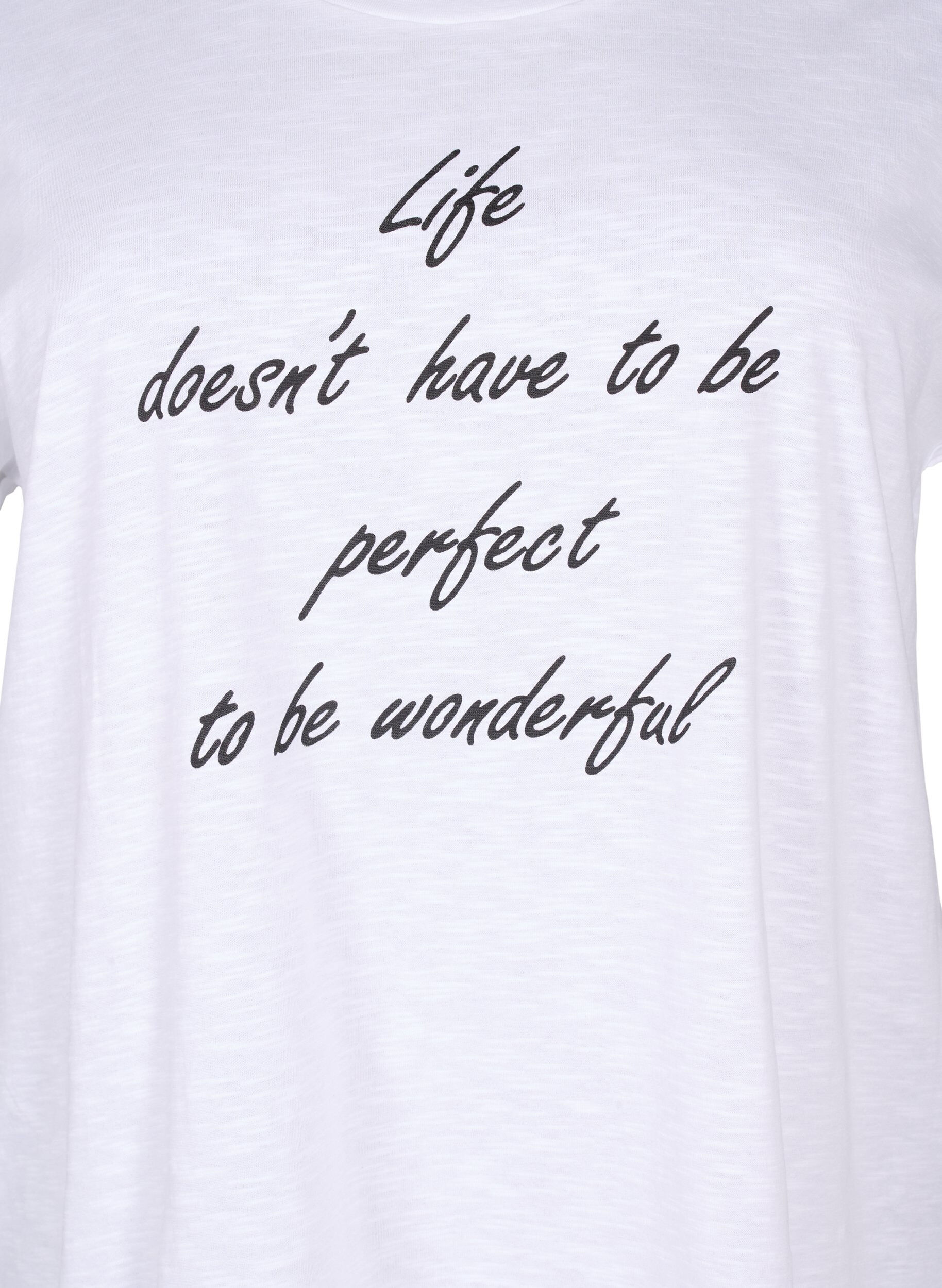 Zizzi Bedrukt T-shirt van biologisch katoen, B. White Black Print, Packshot image number 2