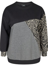 Sweatshirt met print details, Black Grey Zebra