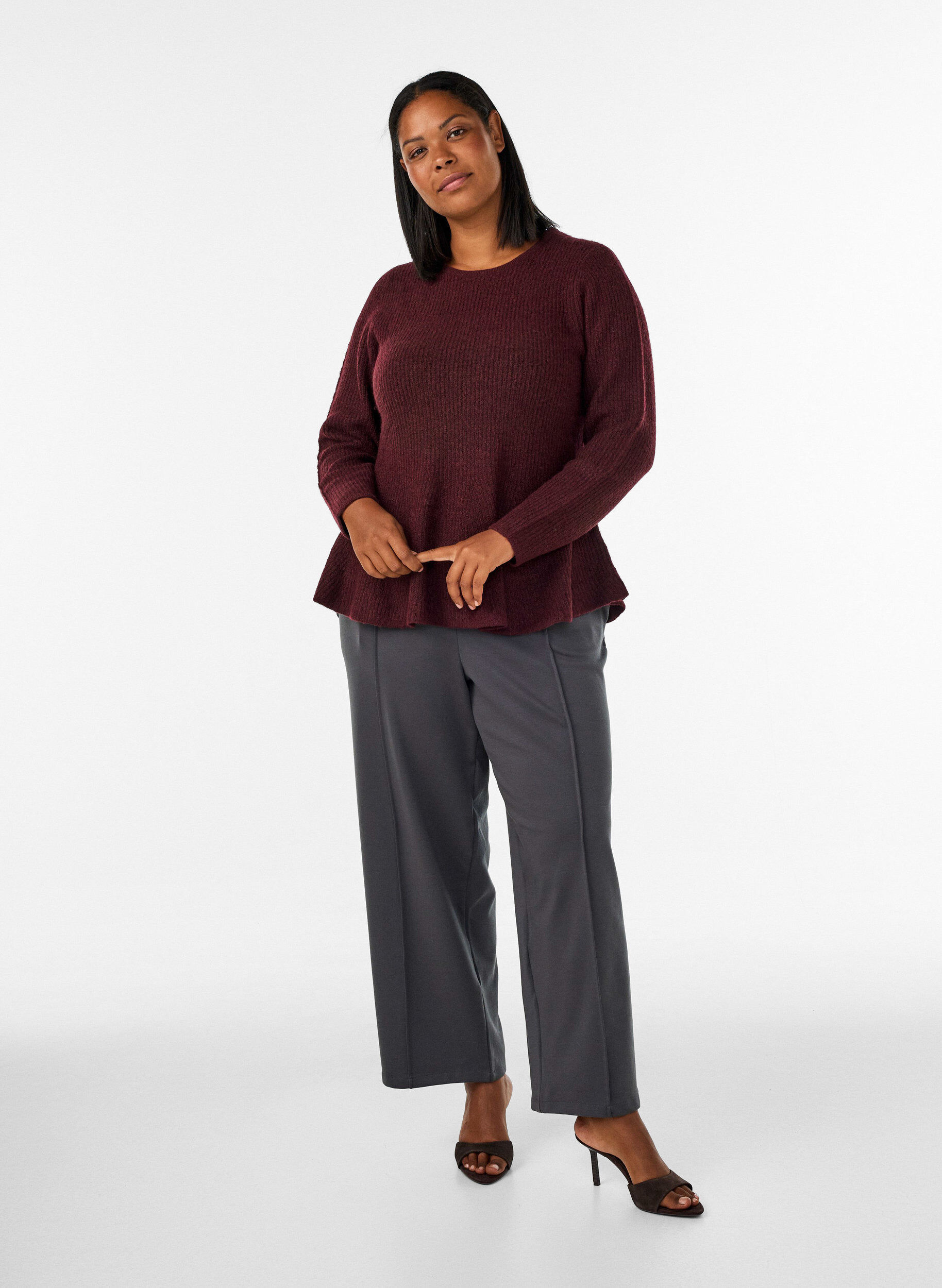 ZizziA-lijn gebreide blouse, Rood, Model image number 1