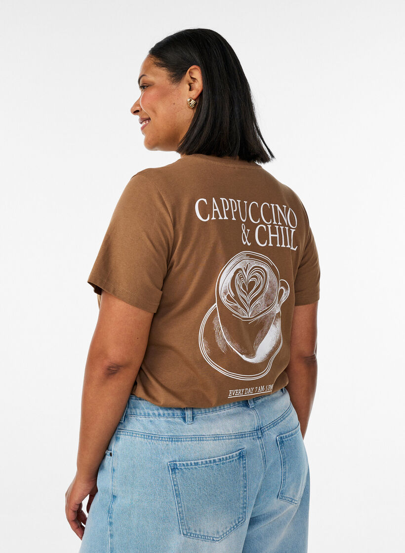 Katoenen T-shirt met print, Bruin, Model image number 2