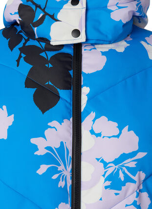 Lange winterjas met een bloemenprint, French Blue Comb, Packshot image number 2