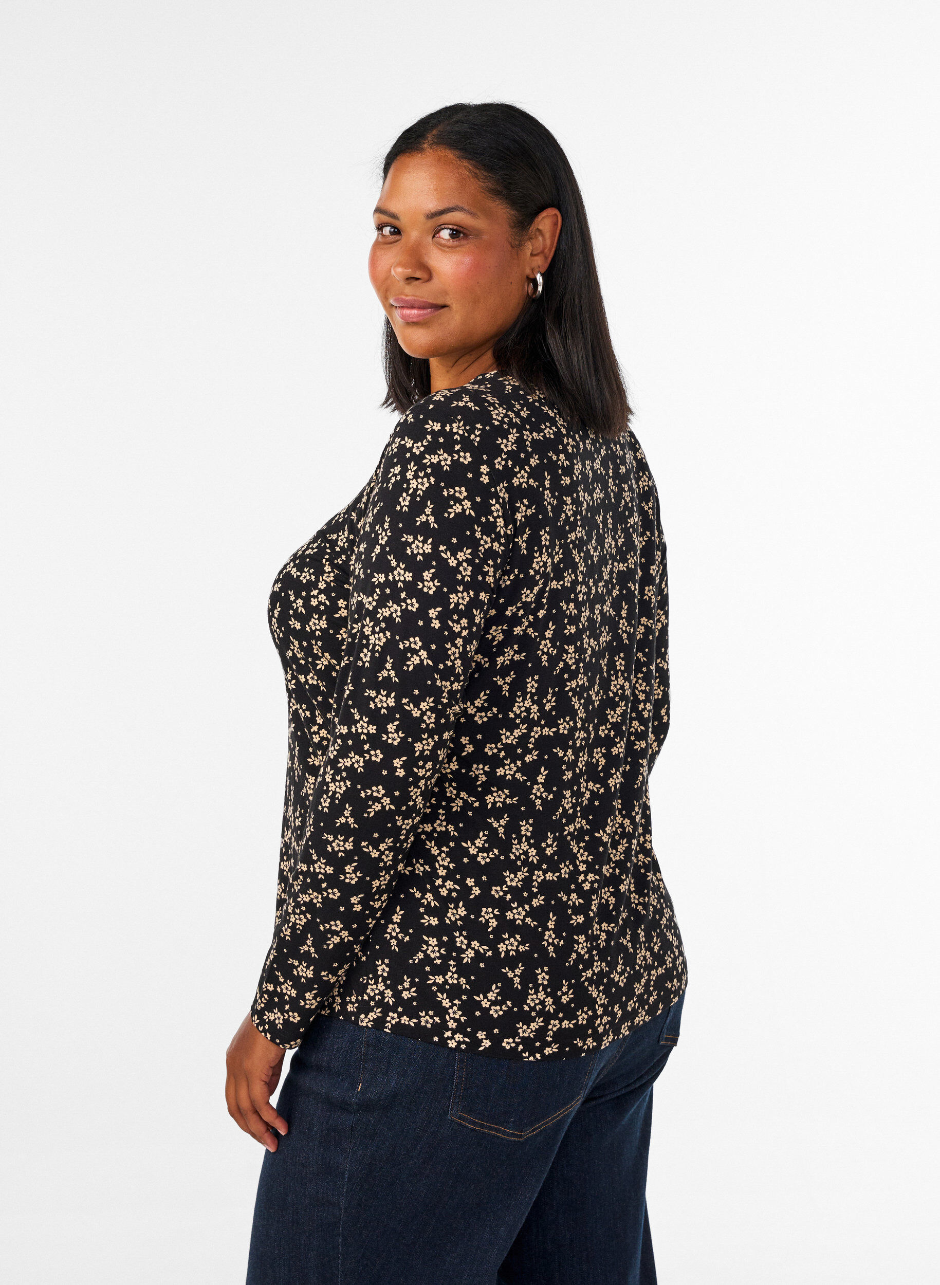 ZizziBlouse met lange mouwen, Zwart, Model image number 2