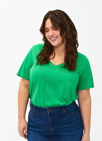 FLASH - T-shirt met v-hals, Kelly Green, Model