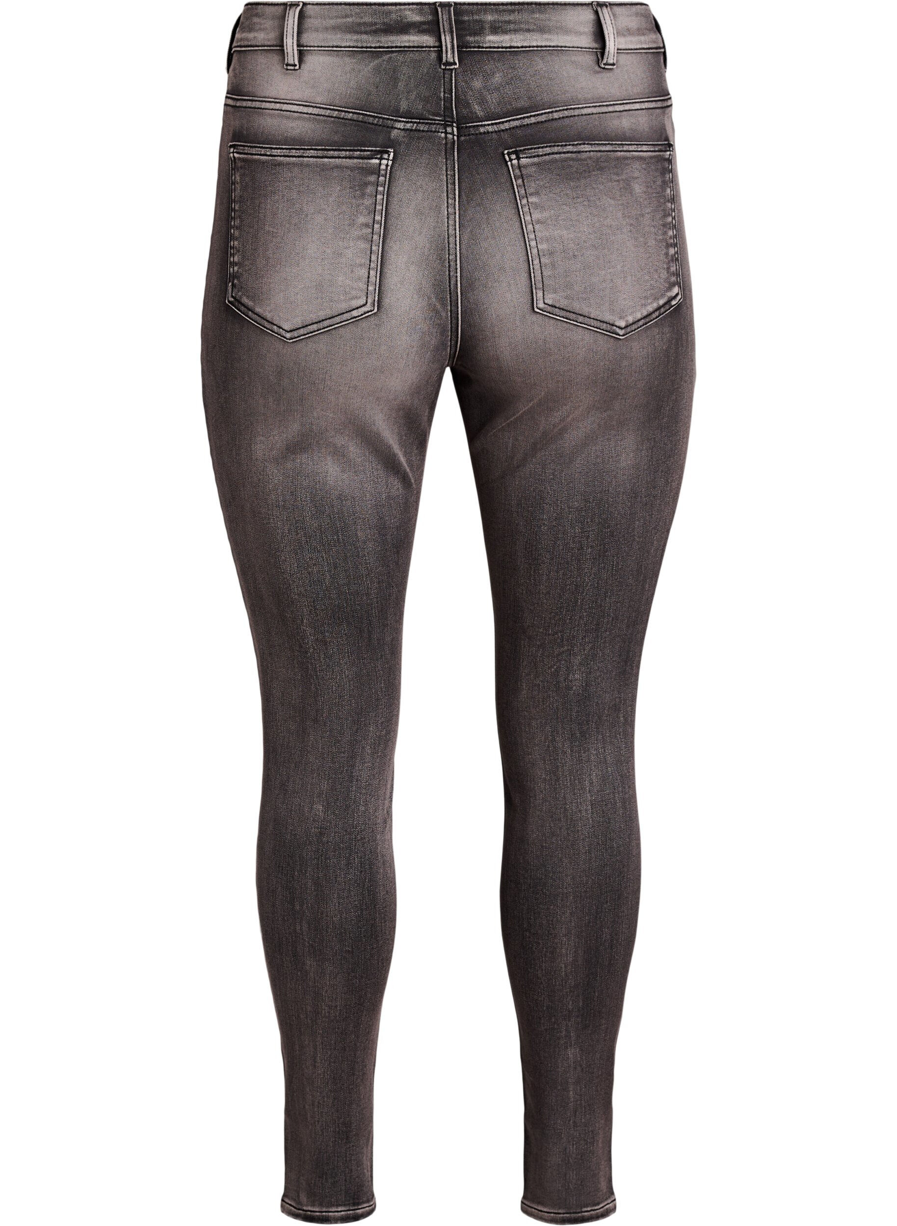Zizzi Super slim Amy jeans met hoge taille, Grijs, Packshot image number 1