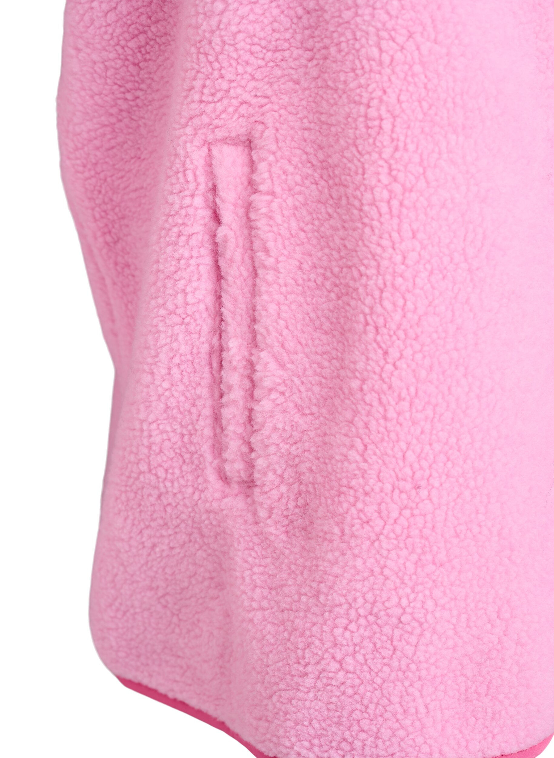 Zizzi Teddy-fleecevest met ritssluiting en contrasteerdetail, Roze, Packshot image number 3