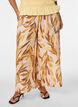 Wijde broek met bladprint en hoge elastische taille, Geel, Model image number 2