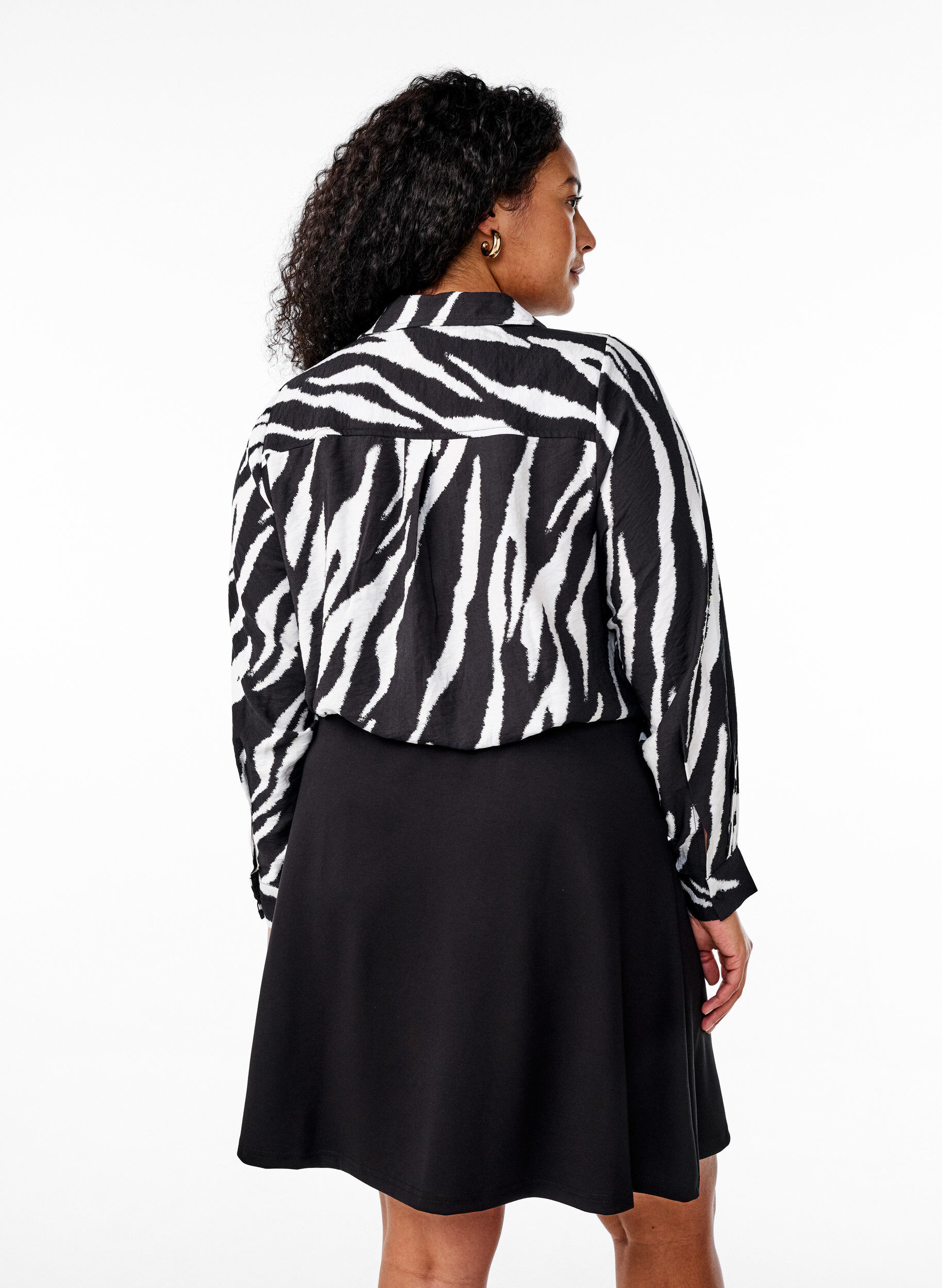 Zizzi Skaterrok in viscose, Zwart, Model image number 1