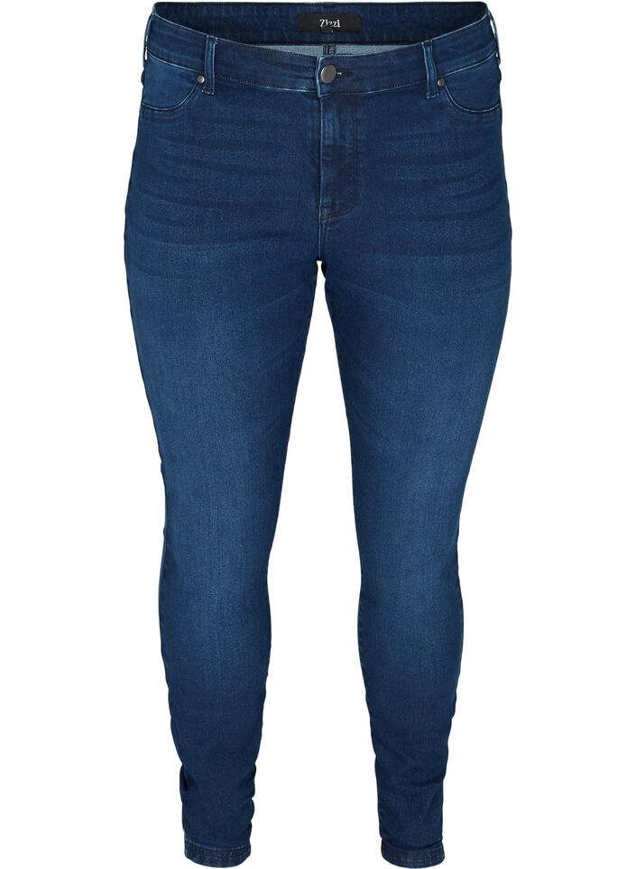 Jeggings in katoenmix, Dark blue denim, Packshot image number 0