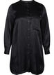 Lang glanzend shirt met split, Black, Packshot image number 0