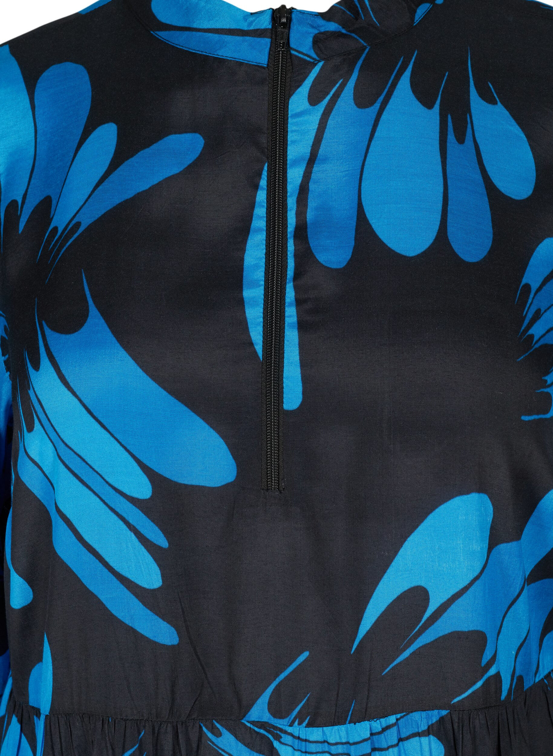 Zizzi Viscose tuniek met rits en print, Dark Blue AOP, Packshot image number 2