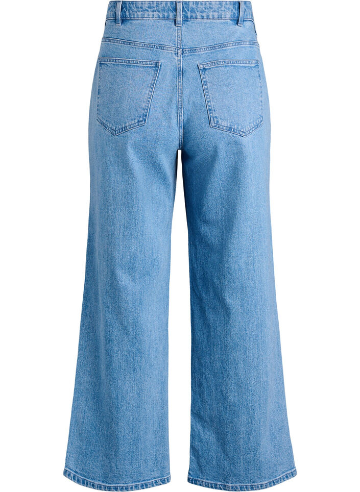 Wide-leg jeans met hoge taille, Blauw, Packshot