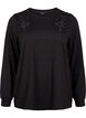 Blouse met borduursels en strass steentjes, Black, Packshot image number 0