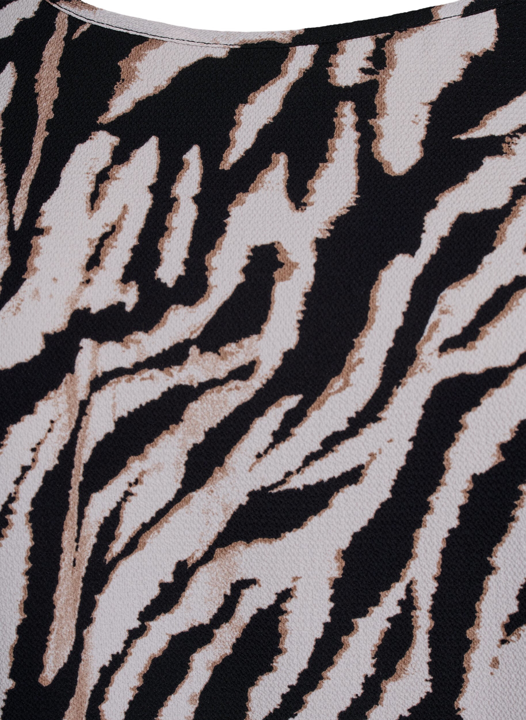 Zizzi Jurk met print en korte mouwen, Zwart, Packshot image number 2