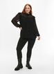 T-shirtblouse met ruches en een gestippelde textuur, Black, Model image number 2