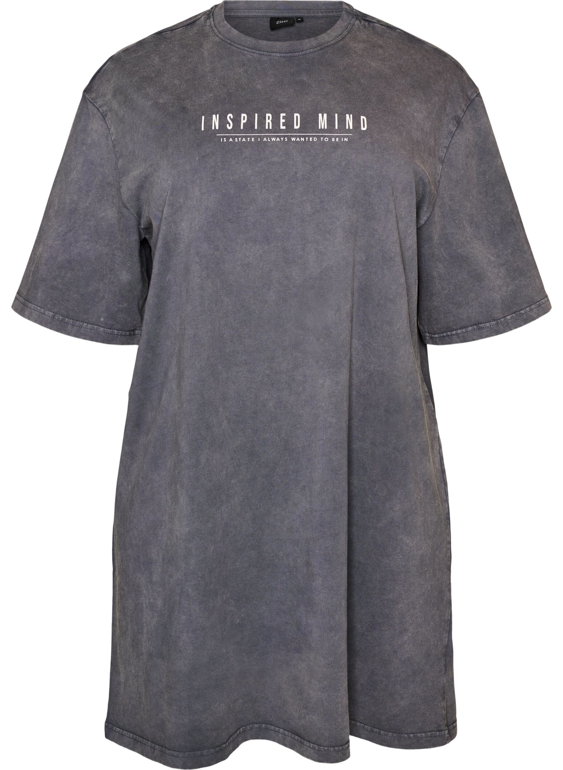 ZizziLosse T-shirt jurk met een gewassen look, Grijs, Packshot image number 0
