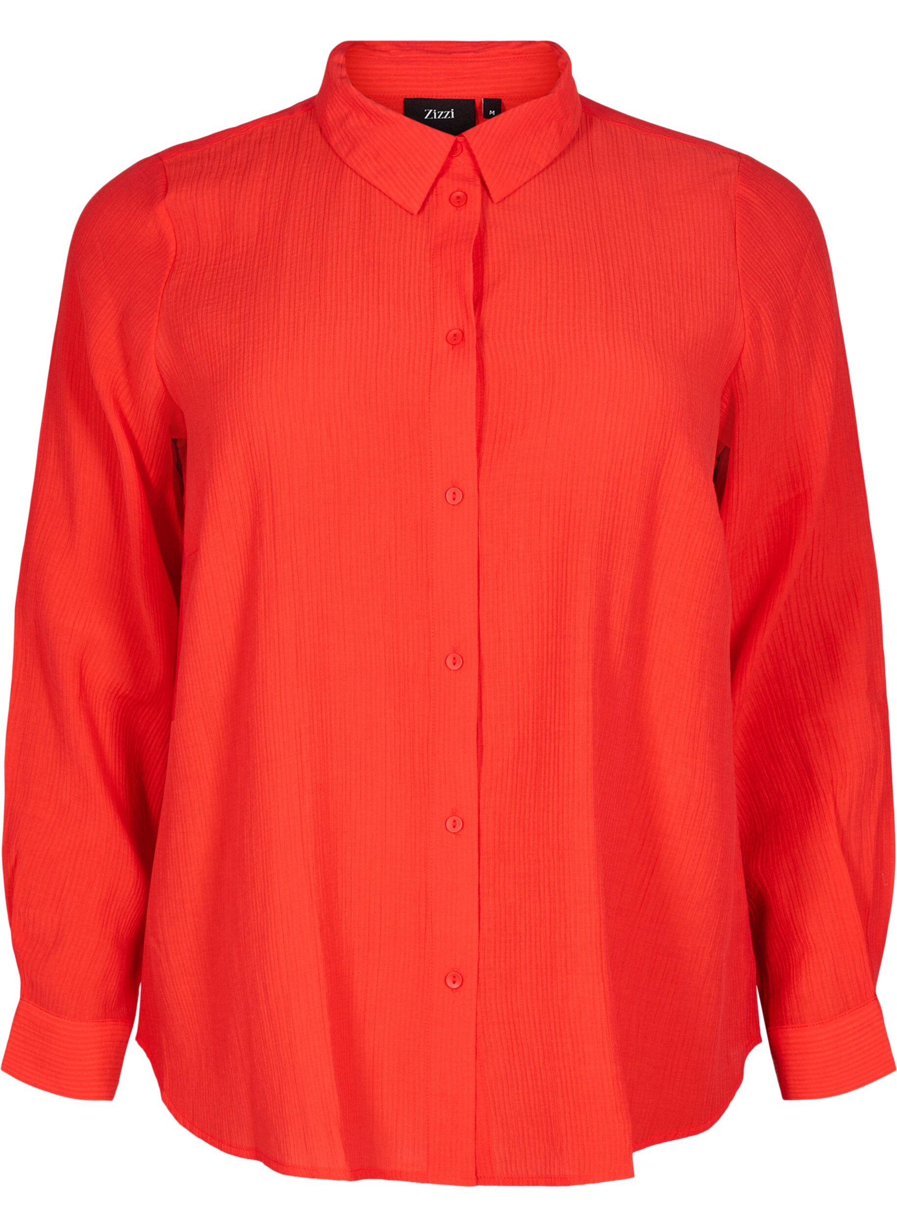 Zizzi Shirt met een gestreepte textuur, Rood, Packshot image number 0