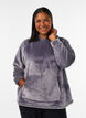Velours hoodie met kangoeroezak, Grijs, Model image number 0