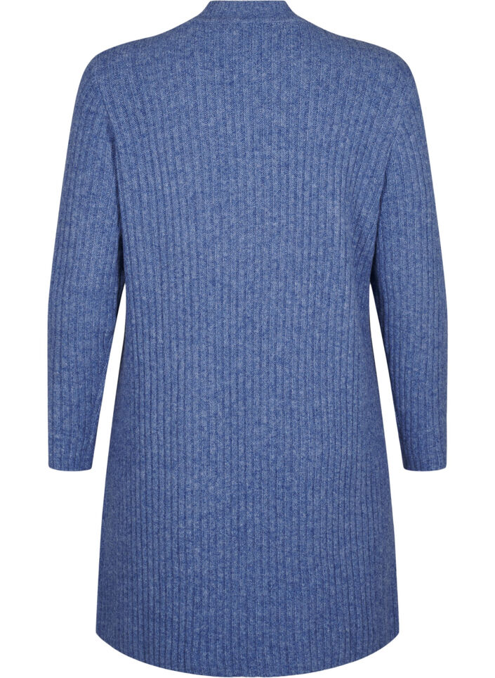 Korte geribde jurk met ronde hals, Grey Blue Mel., Packshot image number 1