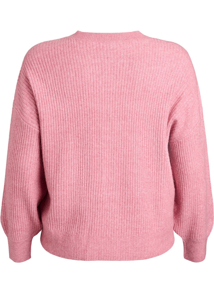 Vest van ribtricot met knopen, Roze, Packshot image number 1