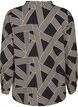 Blouse met lange mouwen en V-hals, BLACK BEIGE GRAPHIC, Packshot image number 1