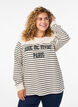 Sweatshirt met strepen en tekstprint, Beige, Model image number 0