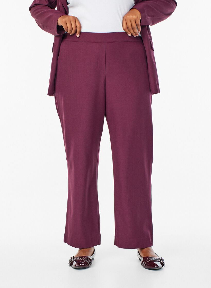 Losse broek met zakken, Donker Bordeaux, Model image number 2