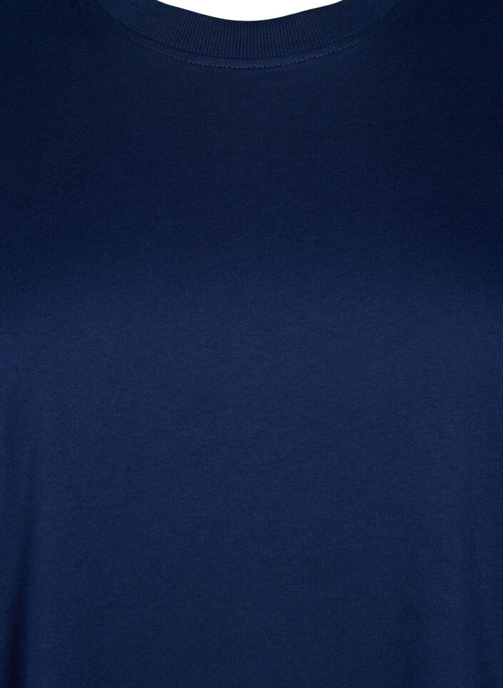 Basic katoenen T-shirt met ronde hals, Blauw, Packshot image number 2
