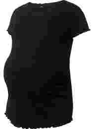 Zwangerschap t-shirt in rib, Black