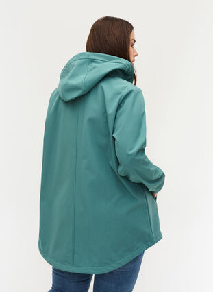 Softshell jas met afneembare capuchon, Sagebrush Green, Model image number 1