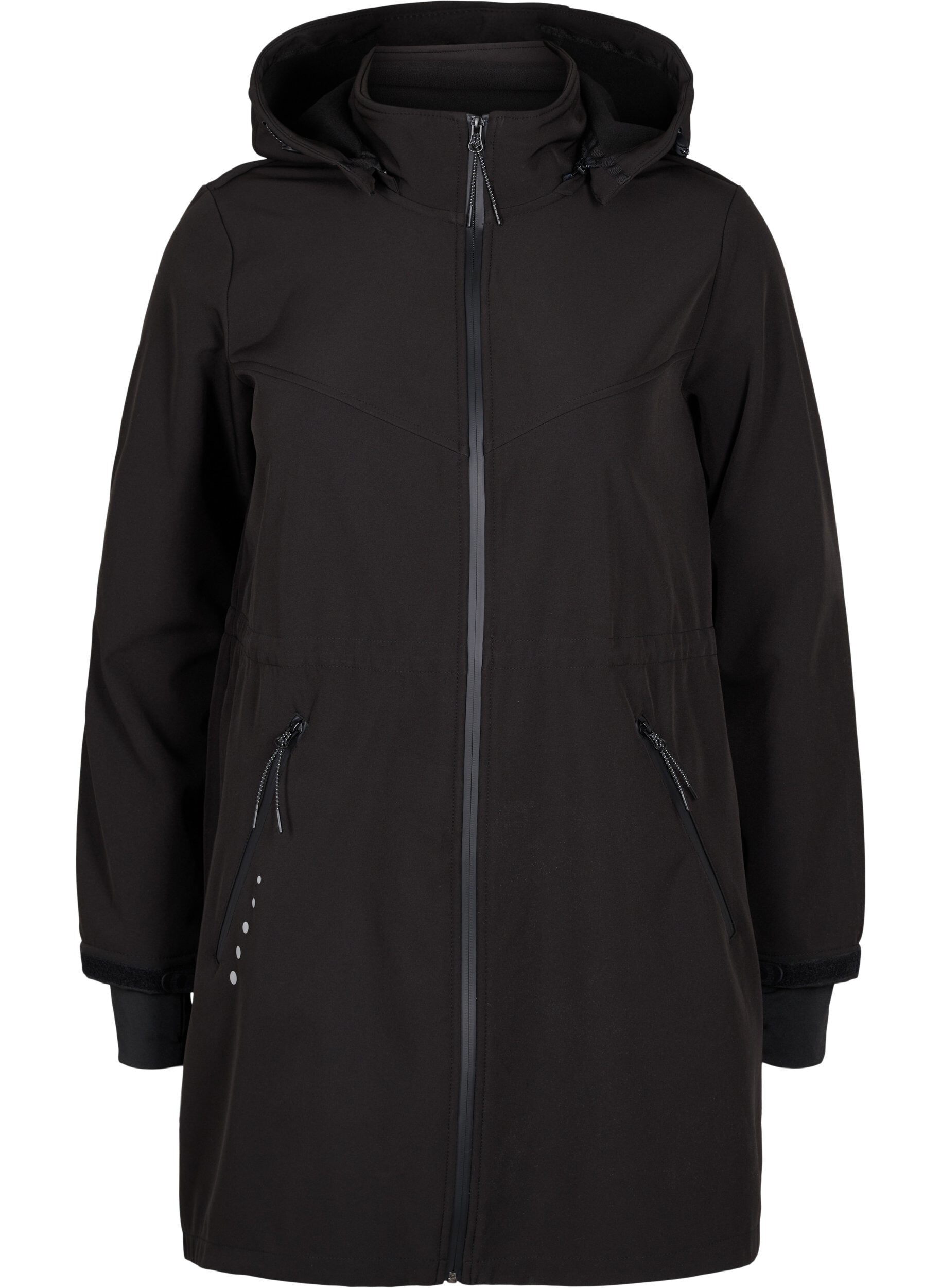 Zizzi Softshell jas met bijpassende fleece, Black Solid, Packshot image number 0