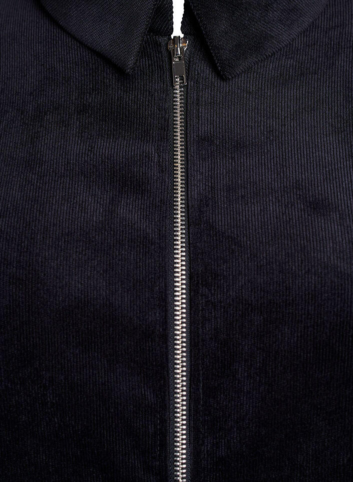 Fluwelen jurk met rits en 3/4 mouwen, Zwart, Packshot image number 2