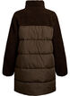 Halflange pufferjas met teddystof, Bruin, Packshot image number 1