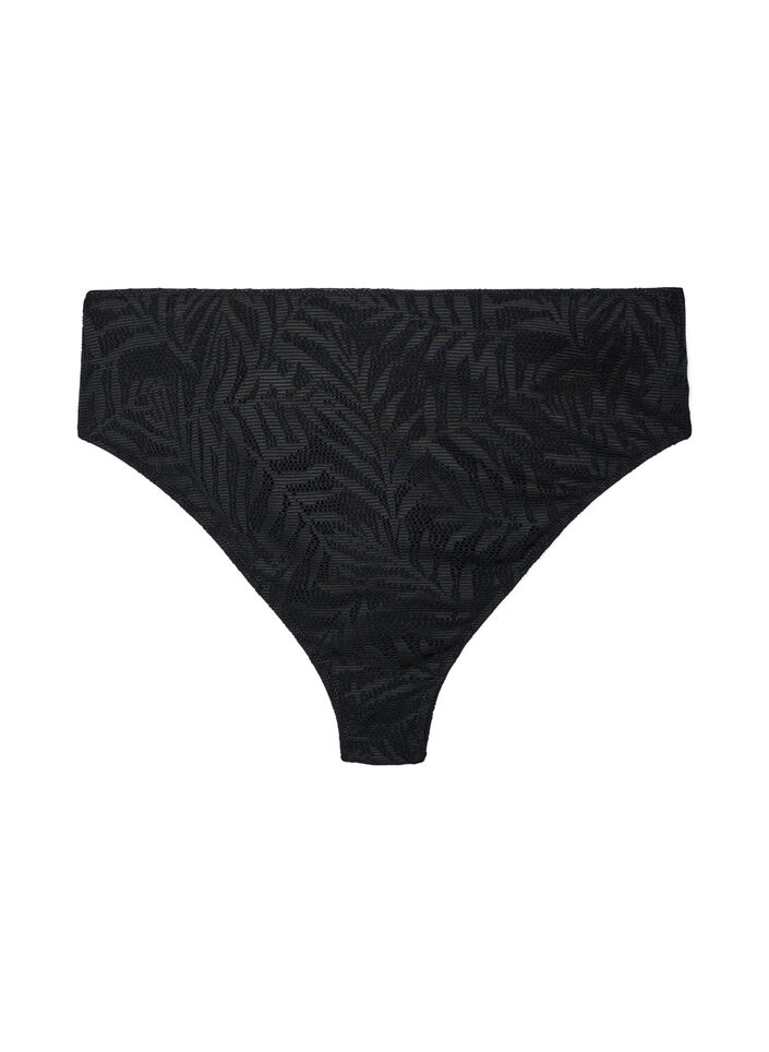 Braziliaanse bikinislip in gestructureerd mesh, Zwart, Packshot image number 0